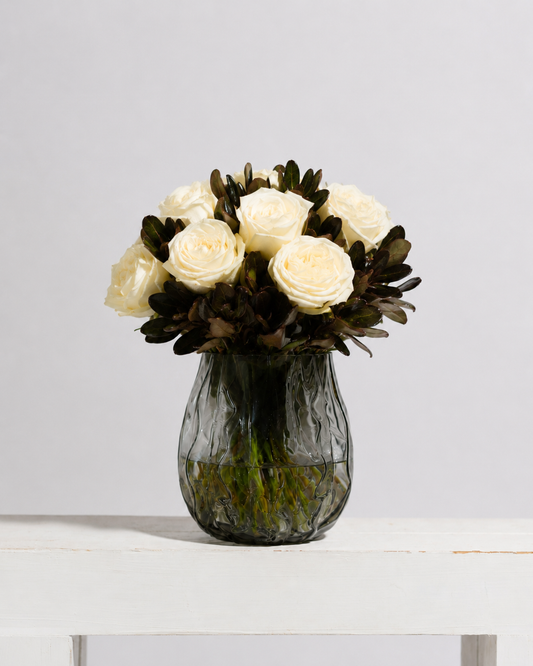 Ivory Roses Vase Posy