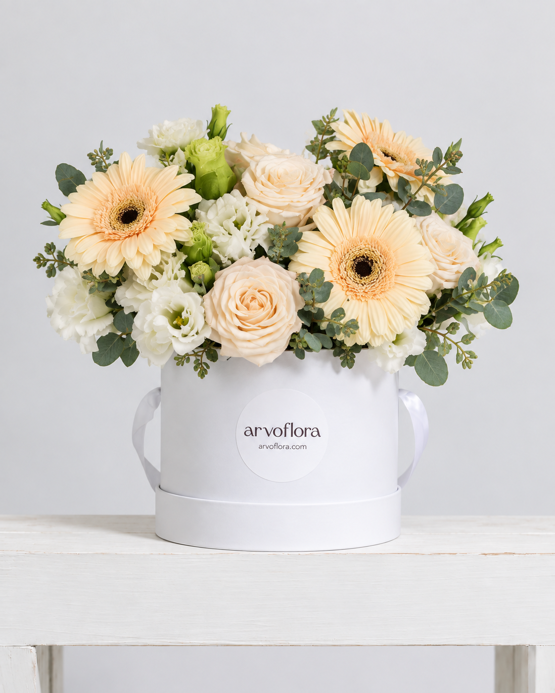 Peach & Ivory Box Posy