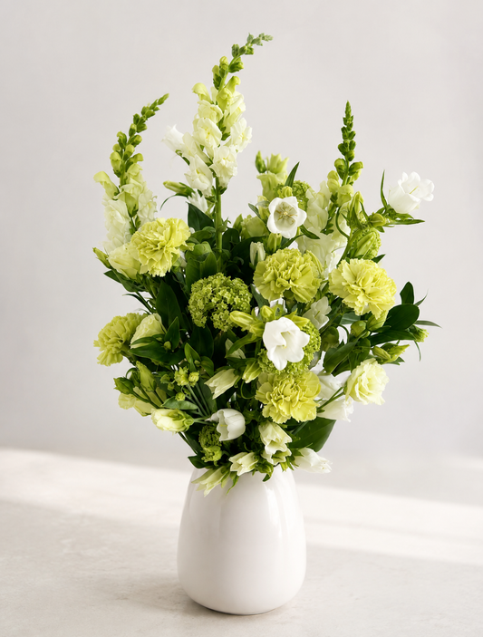 Effortless Chic - Green & White Vase Posy