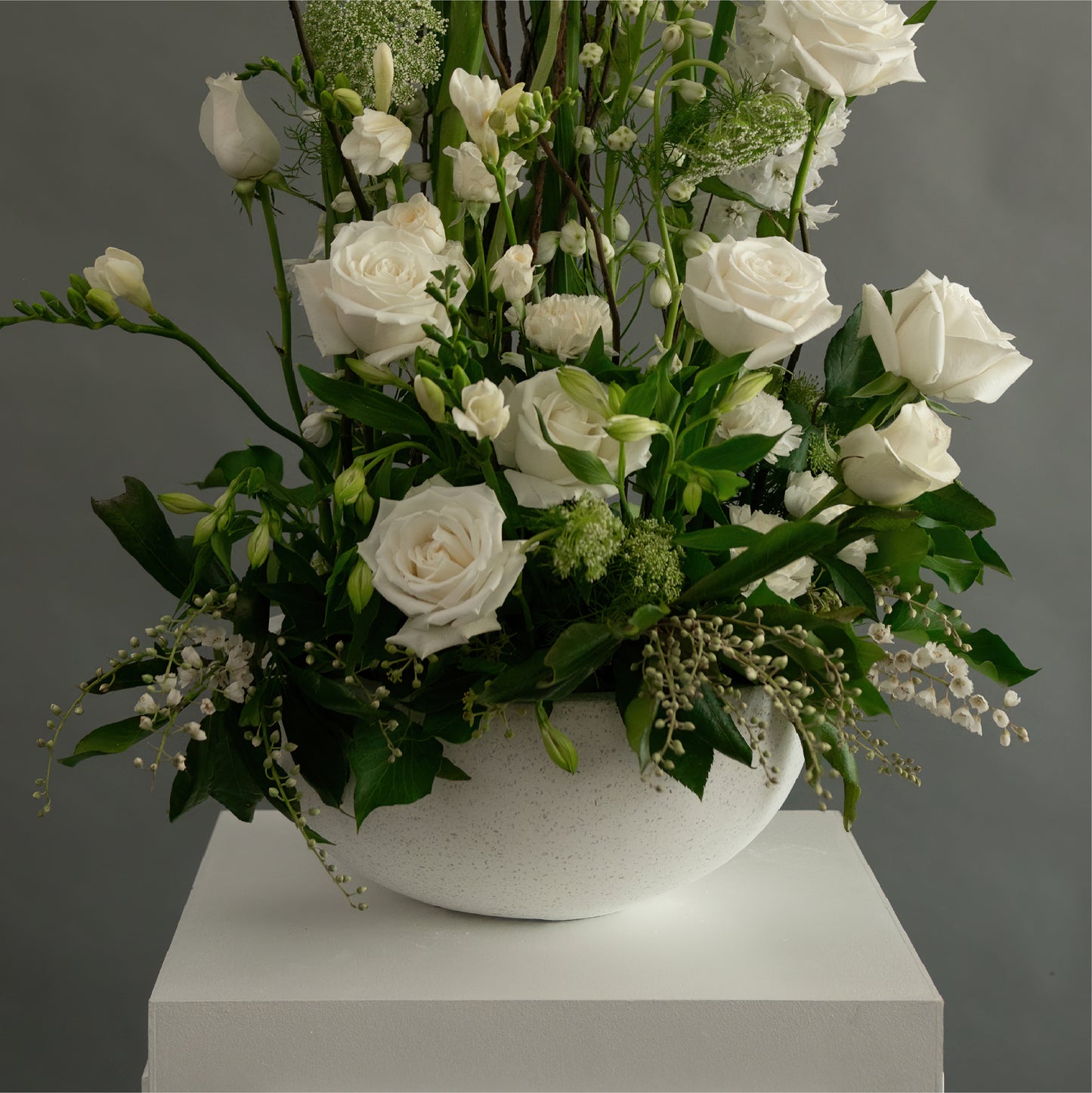 White Terrazzo Floral Bowl