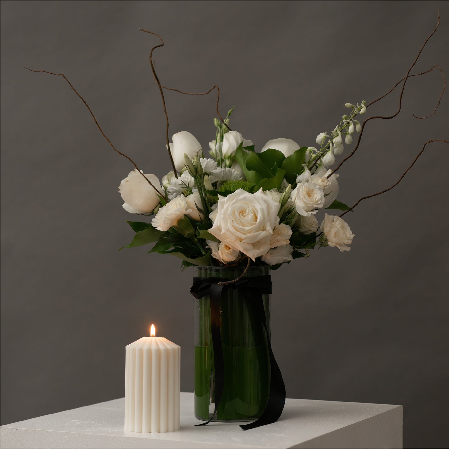 Elegant Bouquet in a Vase (Candle Included)