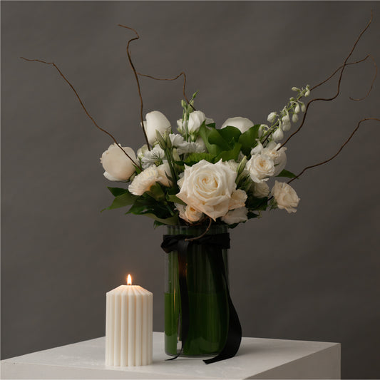 Elegant Bouquet in a Vase (Candle Included)